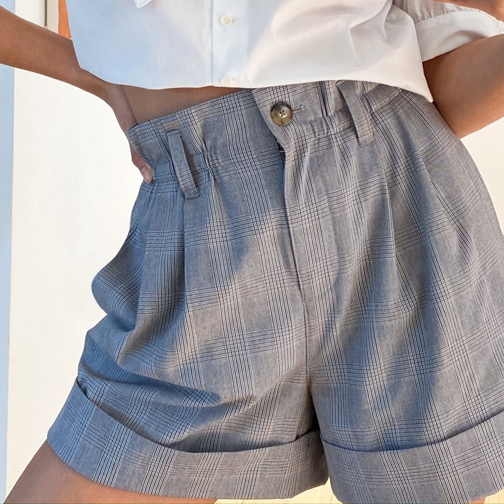 Sunday Best Aki paperbag plaid navy shorts